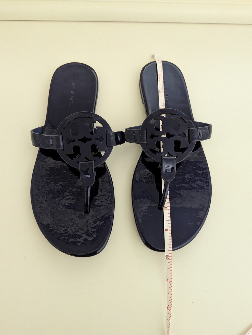 NWOT! Tory Burch Miller Sandal In Dark Blue Patent Leather Size 7.5 - Picture 11 of 15